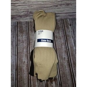 GE P12 WOMENS NYLON CREW DRESS SOCK 12 PR SIZE 6-12 LT. BROWN &BROWN NEW IN PKG
